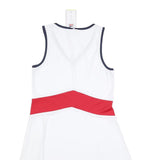 FILA Womens White & Red Sports Dress Polyester Sleeveless V-Neck S Athletic