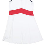 FILA Womens White & Red Sports Dress Polyester Sleeveless V-Neck S Athletic