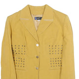 MONTANA Womens Yellow Cotton Button Jacket UK 10 Plain Stylish Classic