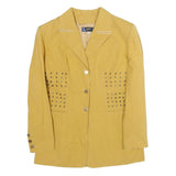 MONTANA Womens Yellow Cotton Button Jacket UK 10 Plain Stylish Classic
