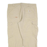 CARHARTT Mens Cotton Blend Beige Relaxed Fit Cargo Trousers W40 L30 Workwear
