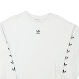 ADIDAS Womens White Sweatshirt Crew Neck UK 4 Cotton Blend Logo Print