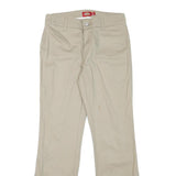 DICKIES Womens Cotton Blend Beige Regular Fit Straight Leg Trousers W26 L27