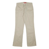 DICKIES Womens Cotton Blend Beige Regular Fit Straight Leg Trousers W26 L27