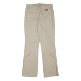 DICKIES Womens Cotton Blend Beige Regular Fit Straight Leg Trousers W26 L27