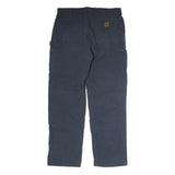 CARHARTT Mens Cotton Navy Regular Straight Trousers W40 L36 Workwear Zip Closure