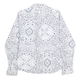 PEPE JEANS Womens White Blue Paisley Print Shirt Long Sleeve Collared S