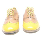 MI PIACI Womens Brogue Leather Beige & Yellow Flat Shoes UK 4.5 Stylish