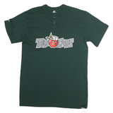 MAJESTIC Mens Green Tin Caps Graphic T-Shirt L Short Sleeve Crew Neck Cotton