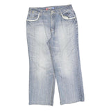 VITESSE NINE Mens Jeans Blue Relaxed Straight Denim Light W34 L26 Zip Pockets