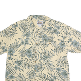 PARADISE COVES Mens Cream & Grey Floral Cotton Shirt XL Hawaiian Casual Summer