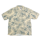 PARADISE COVES Mens Cream & Grey Floral Cotton Shirt XL Hawaiian Casual Summer
