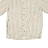 LL BEAN Mens Beige & Cream Pattern Short Sleeve Shirt M Casual Cotton Blend