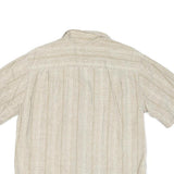 LL BEAN Mens Beige & Cream Pattern Short Sleeve Shirt M Casual Cotton Blend