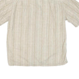 LL BEAN Mens Beige & Cream Pattern Short Sleeve Shirt M Casual Cotton Blend