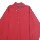 JOHN ASHFORD Mens Red Shirt L Button Down Cotton Casual Long Sleeve Classic