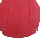 JOHN ASHFORD Mens Red Shirt L Button Down Cotton Casual Long Sleeve Classic