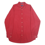 JOHN ASHFORD Mens Red Shirt L Button Down Cotton Casual Long Sleeve Classic