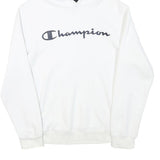 CHAMPION Mens White Hoodie S Cotton Blend Pullover Casual Sweatshirt