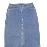 CLUB NEWPORT Womens Blue Denim Button Front Midi Cotton Blend Skirt M Classic