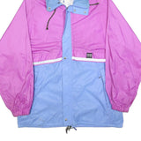 AQUA GUARD Mens Purple & Blue Zip Jacket L Polyester Colourblock Hooded Casual