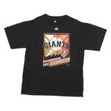MAJESTIC Mens Black Giants World Series Celebration T-Shirt L Short Sleeve Crew