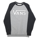 VANS Mens Grey & Black Crew Neck M Cotton Blend Sweatshirt Printed Logo
