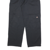 DICKIES Mens Cotton Blend Black Loose Straight Trousers W40 L31 Workwear Casual
