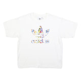 ADIDAS Womens White Graphic T-Shirt S Short Sleeve Crew Neck Cotton Blend