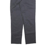 LUTTEURS Mens Cotton Blend Black Pinstripe Regular Fit Trousers W32 L32