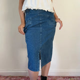 Unbranded Midi Denim Skirt - 28W UK 8 Blue Cotton