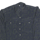 Womens Blue & Green Printed Shirt Long Sleeve Collared Polyester M Rose Pattern