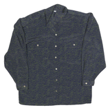 Womens Blue & Green Printed Shirt Long Sleeve Collared Polyester M Rose Pattern