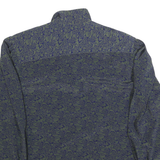 Womens Blue & Green Printed Shirt Long Sleeve Collared Polyester M Rose Pattern