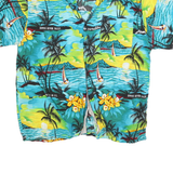 Mens Blue & Yellow Tropical Hawaiian Shirt XL Vacation Pattern Summer Beach Wear