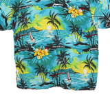 Mens Blue & Yellow Tropical Hawaiian Shirt XL Vacation Pattern Summer Beach Wear