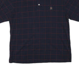 TOMMY HILFIGER Mens Navy Blue Short Sleeve Check Polo Shirt M Classic Fit