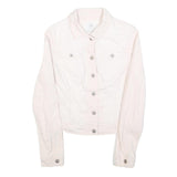 CLOCKHOUSE Womens White Cotton Button Jacket S Denim Plain Casual Lightweight