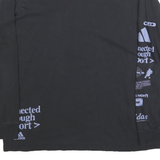 ADIDAS Mens Black Long Sleeve Crew Neck Graphic T-Shirt L Cotton Blend