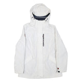 TOMMY HILFIGER Womens White Outdoor Jacket S Polyester Blend Hooded Zip Plain