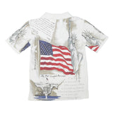 AMERICAN SUNRISE Mens White Short Sleeve Liberty Print Polo Shirt S Cotton Blend