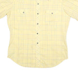 Mens Yellow Checked Cotton Blend Short Sleeve Shirt L Casual Summer Wear