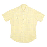 Mens Yellow Checked Cotton Blend Short Sleeve Shirt L Casual Summer Wear