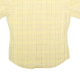 Mens Yellow Checked Cotton Blend Short Sleeve Shirt L Casual Summer Wear