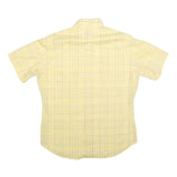 Mens Yellow Checked Cotton Blend Short Sleeve Shirt L Casual Summer Wear