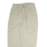 Beige Womens Cotton Regular Fit Straight Leg Trousers W28 L26 Casual Zip Closure