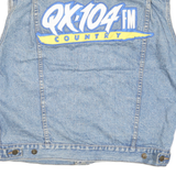 DENVER Mens Blue Denim Vest M Cotton Blend Button Closure Country Station Logo