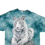 DELTA Mens Blue Tie Dye Tiger Graphic T-Shirt L Short Sleeve Crew Neck Cotton