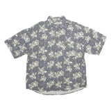 SUMMA Mens Blue Floral Print Silk Shirt XL Casual Summer Relaxed Fit