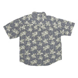 SUMMA Mens Blue Floral Print Silk Shirt XL Casual Summer Relaxed Fit